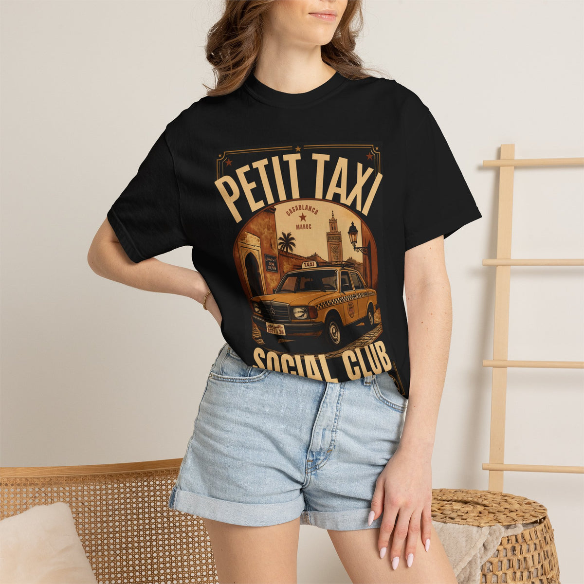 Petit Taxi Social Club T-Shirt | Vintage Taxi Graphic, Retro Paris Scene