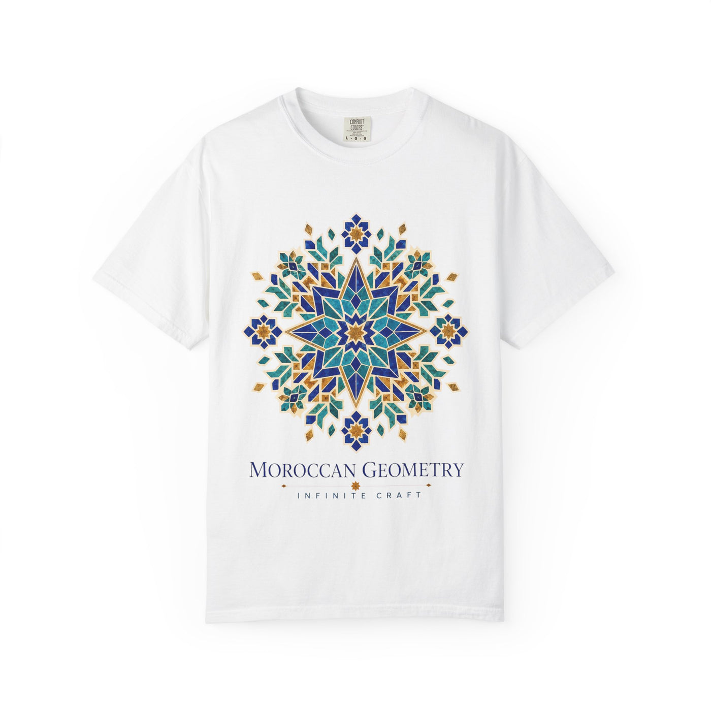 Moroccan Geometry Mandala T-shirt | Blue Floral Mosaic Tee
