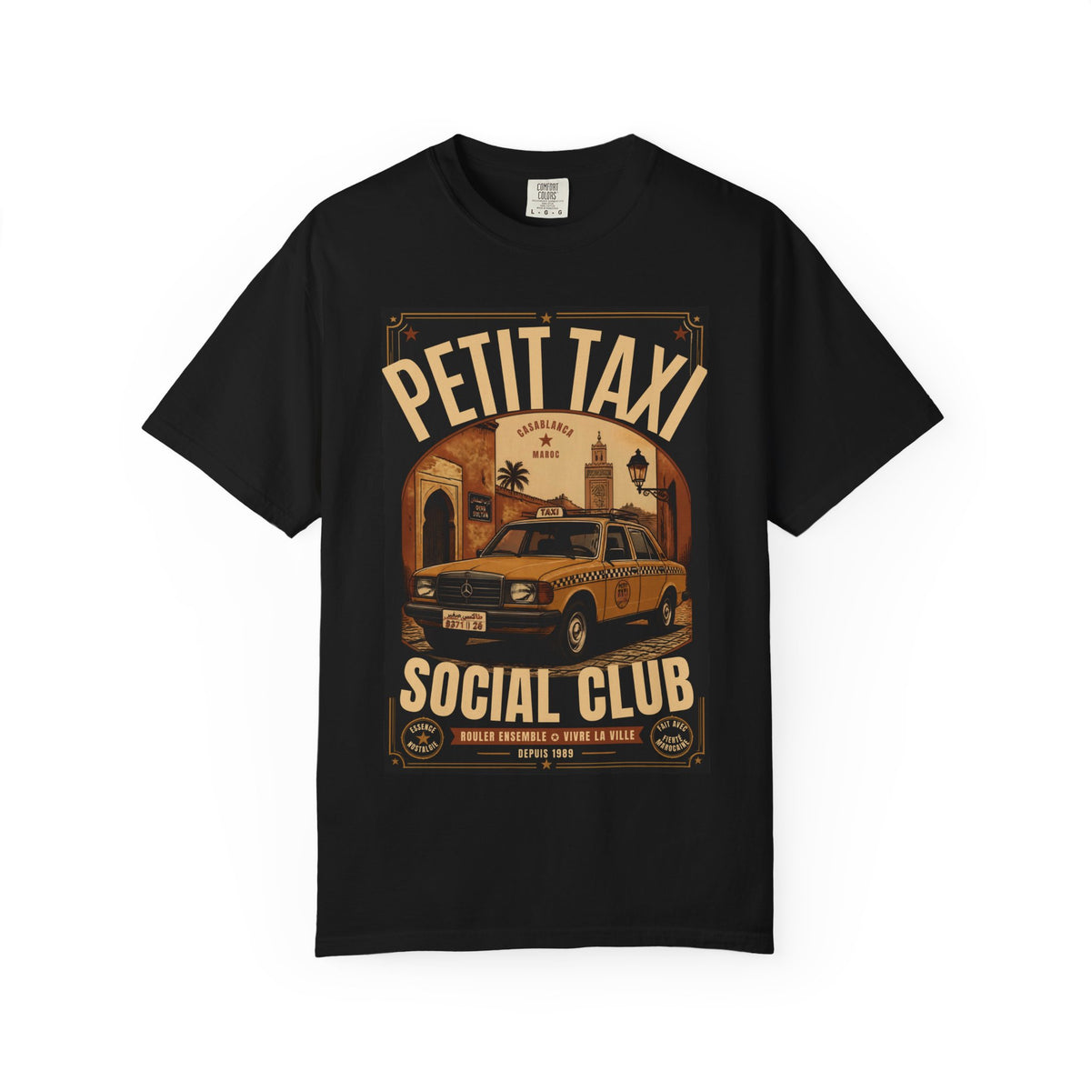 Petit Taxi Social Club T-Shirt | Vintage Taxi Graphic, Retro Paris Scene