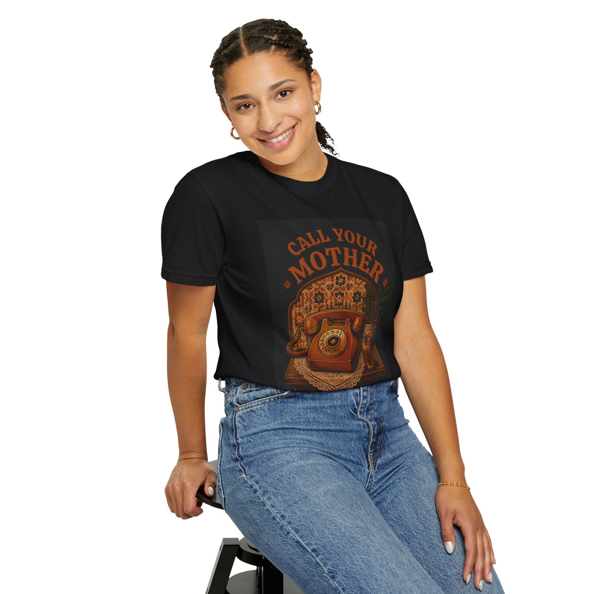 Call Your Mother vintage rotary phone T-shirt | retro telephone design
