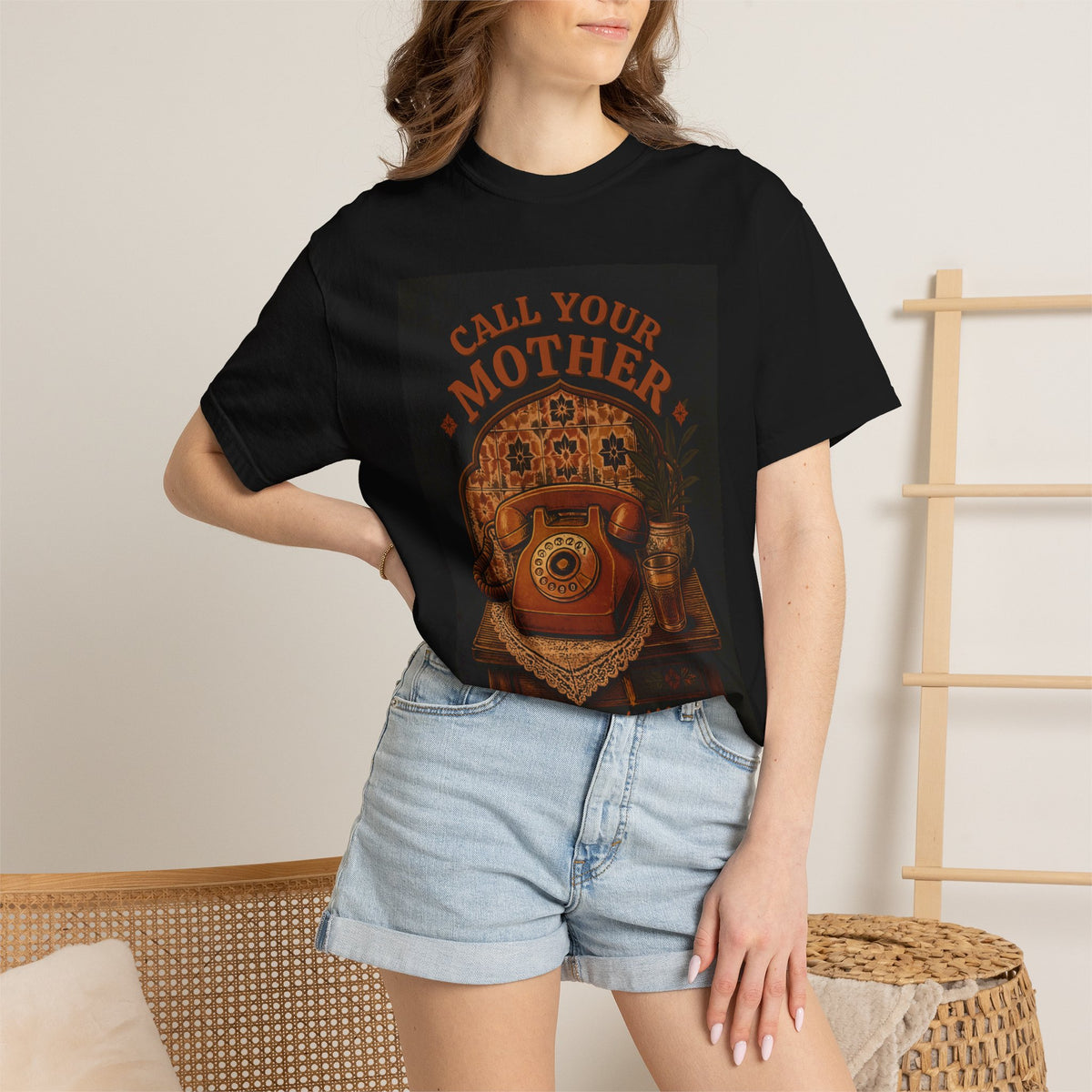 Call Your Mother vintage rotary phone T-shirt | retro telephone design