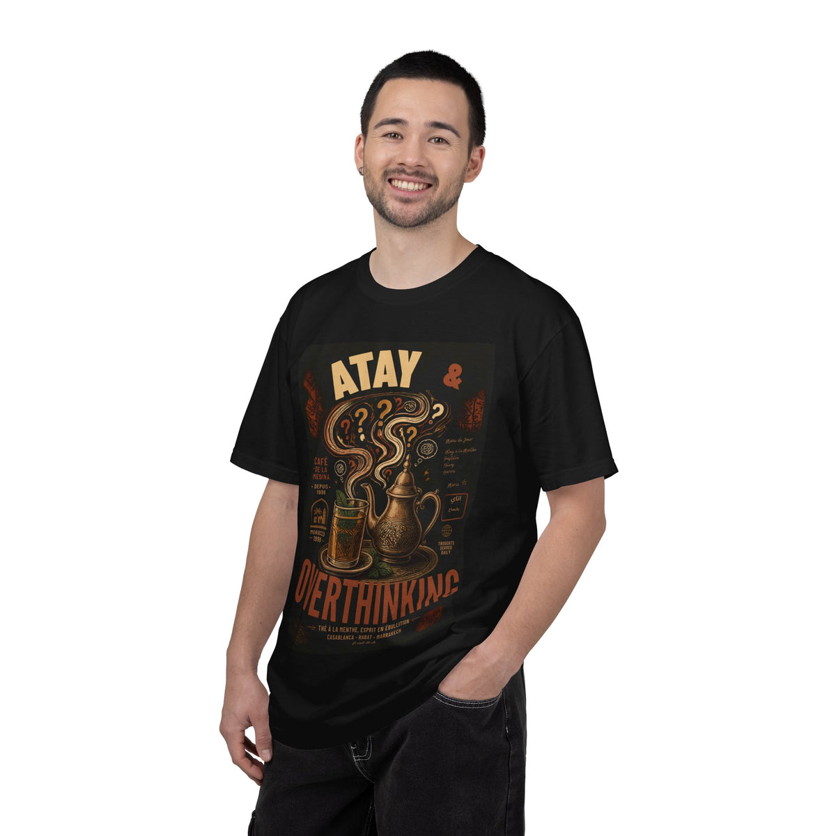 Atay & Overthinking T-shirt | Tea Pot Graphic, Vintage Cafe Illustration