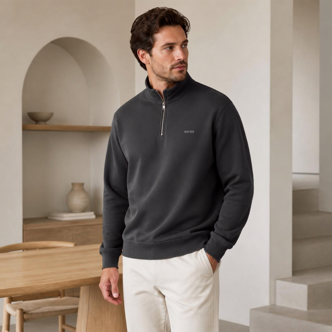 Faded Half‑Zip Sweatshirt — Relaxed Unisex Pullover