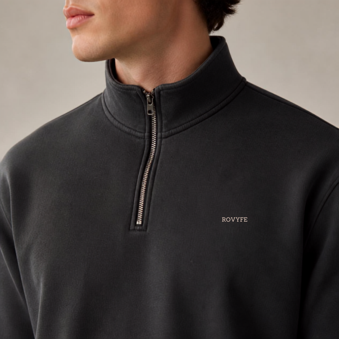 Faded Half‑Zip Sweatshirt — Relaxed Unisex Pullover