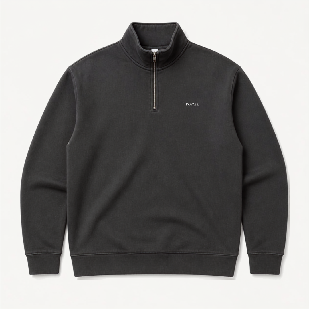 Faded Half‑Zip Sweatshirt — Relaxed Unisex Pullover
