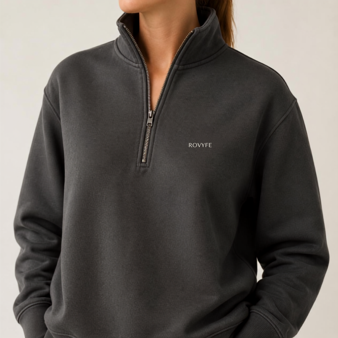Faded Half‑Zip Sweatshirt — Relaxed Unisex Pullover