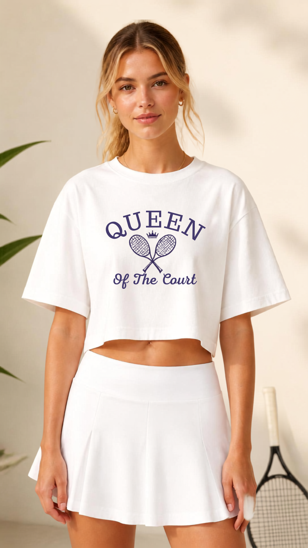 Queen of the Court Cropped T-Shirt — Women’s Tennis Crop Top