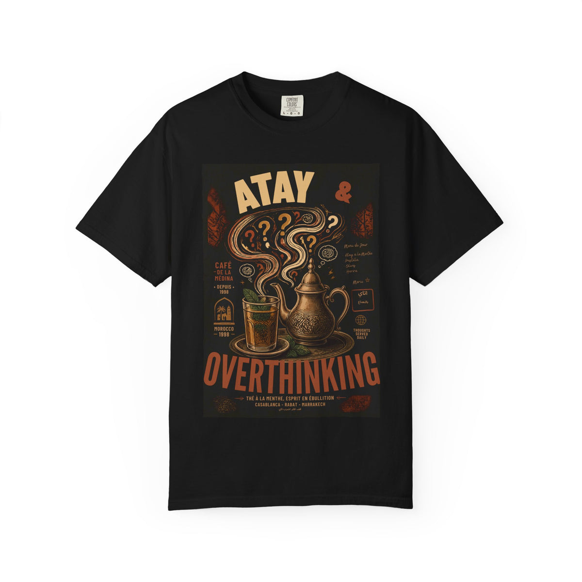 Atay & Overthinking T-shirt | Tea Pot Graphic, Vintage Cafe Illustration