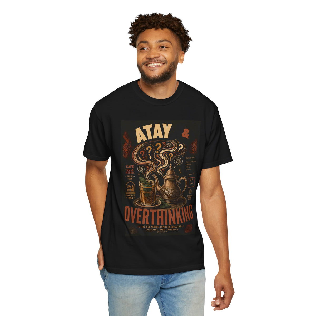 Atay & Overthinking T-shirt | Tea Pot Graphic, Vintage Cafe Illustration